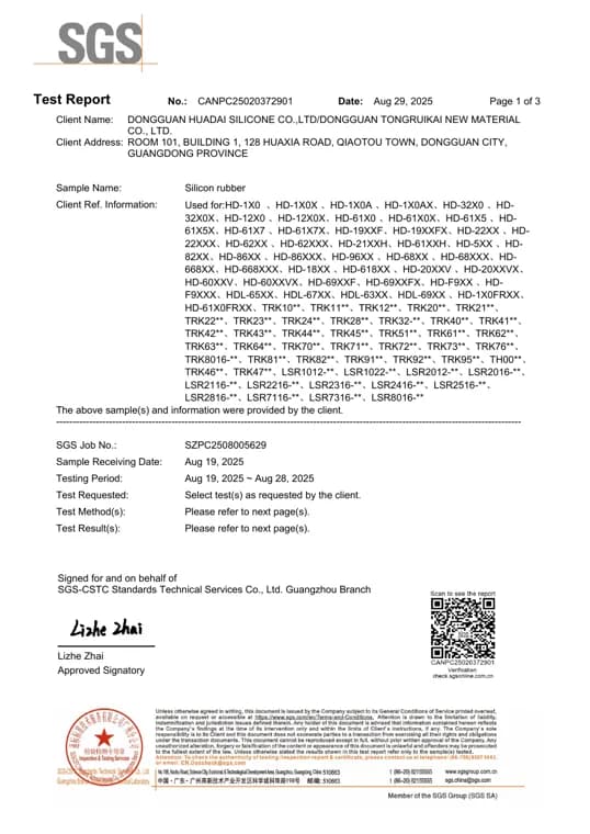 First page preview of FDA Material Test Report