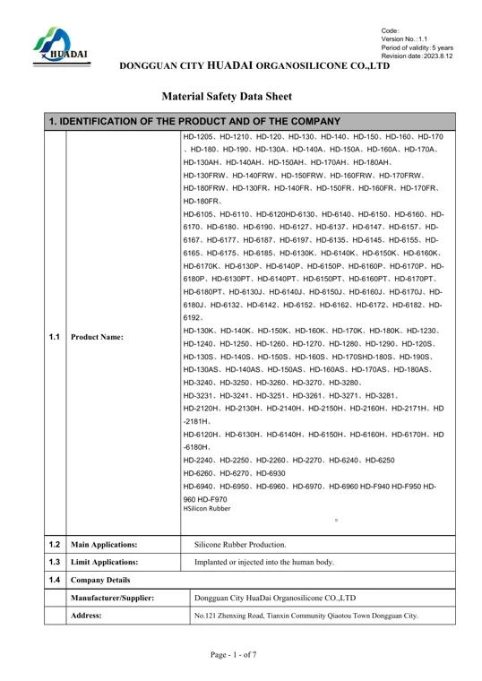 First page preview of Material Safety Data Sheet