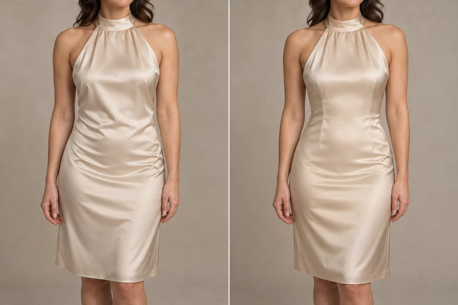 Before and after garment effect comparison for Push-up Adhesive Bras